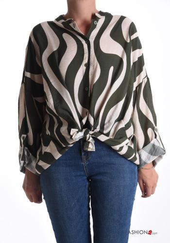 Chemise manches longues Imprimé abstrait à boutons - ph 1