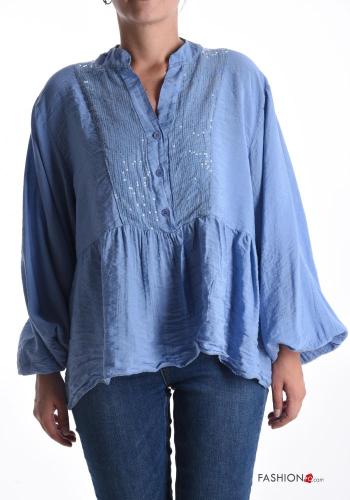 extra long sleeve Blouse with sequins with buttons with flounces - ph 1