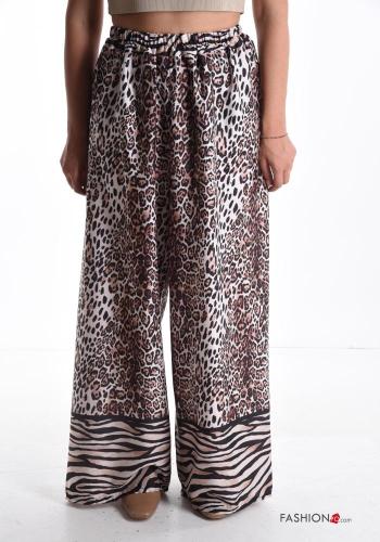 Pantalone wide leg Fantasia animalier con elastico