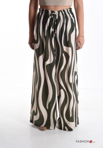 Abstrakte Muster wide leg Hose mit Schleife mit gummizug - ph 1