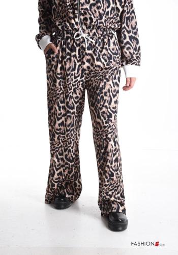 Pantalone sportivo lungo Fantasia animalier con tasche con elastico - ph 1