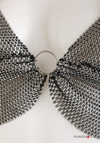 Top scollato sulla schiena corto senza maniche regolabile metallizzato scollo profondo - ph 2