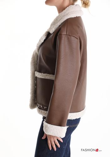 Giacca ecopelle pelliccia sintetica con tasche - ph 3