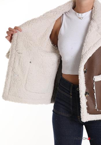 Giacca ecopelle pelliccia sintetica con tasche - ph 5