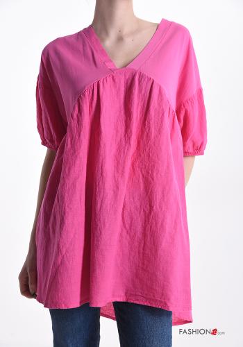T-shirt in Lino scollo a V - ph 1