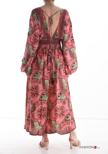 Vestido de Seda Estampado Floral con cuello en v - ph 2