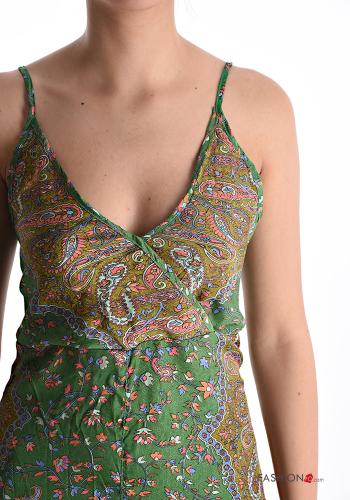 Jacquard-Muster Overall aus Seide mit Schleife mit V-Ausschnitt - ph 4