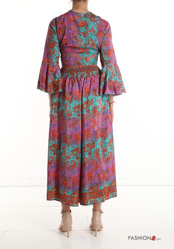 Jacquard-Muster zweiteilige Set aus Seide mit V-Ausschnitt mit knoten - ph 2