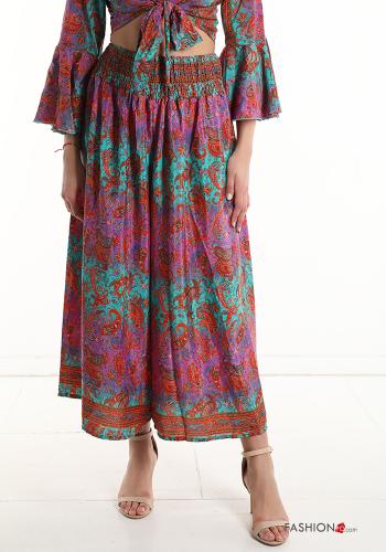 Jacquard-Muster zweiteilige Set aus Seide mit V-Ausschnitt mit knoten - ph 5