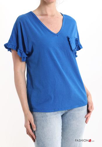 Cotton T-shirt with v-neck