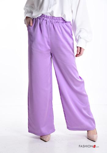 wide leg Trousers with pockets with elastic