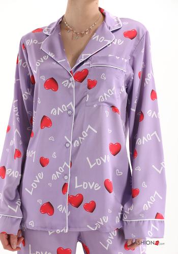 Pijama completo estampado de corazón - ph 4