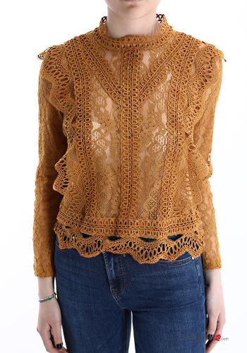 Maglietta a manica lunga pizzo con zip - ph 1