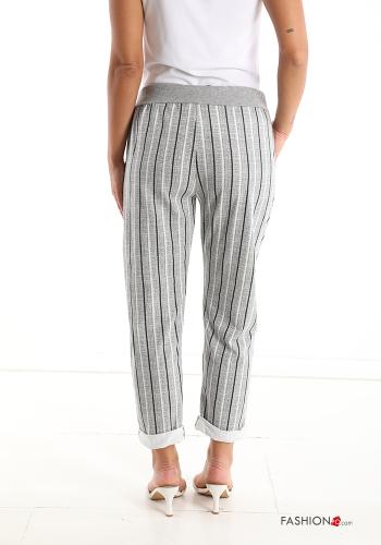 Pantalone in Cotone Fantasia righe con tasche con fiocco - ph 2