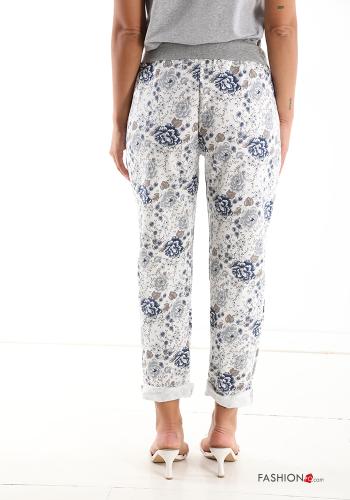 Pantalone in Cotone Fantasia floreale con tasche con fiocco - ph 2