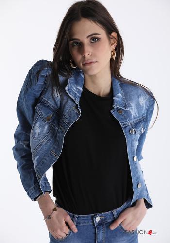 Veste en Coton en denim à boutons avec poches - ph 1