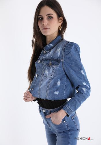 Veste en Coton en denim à boutons avec poches - ph 3