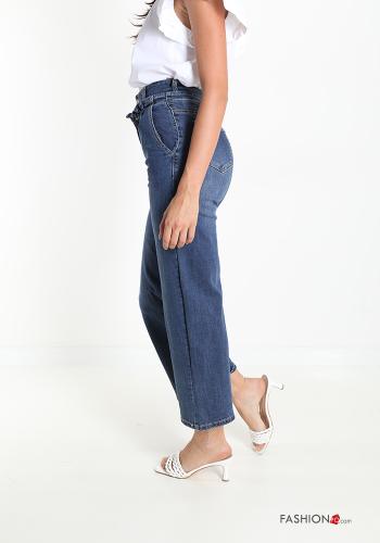 Jeans en Coton évasé à boutons avec poches - ph 3