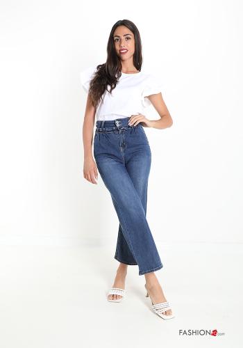 Jeans en Coton évasé à boutons avec poches - ph 5