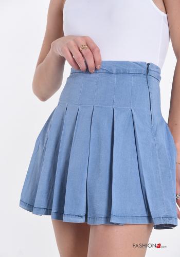 plissiert Denim Minirock aus Baumwolle - ph 4