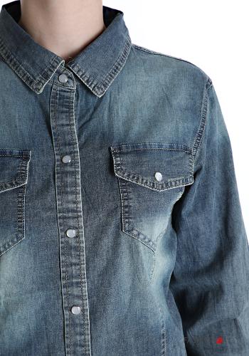 Denim Hemd aus Baumwolle mit Knöpfen mit Taschen - ph 4