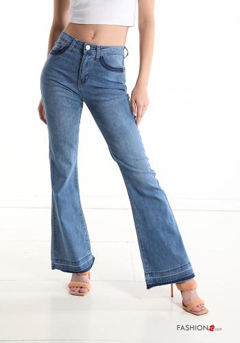 flared Cotton Jeans with pockets