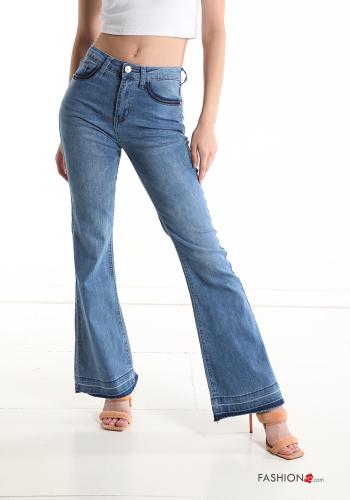 flared Cotton Jeans with pockets - ph 1