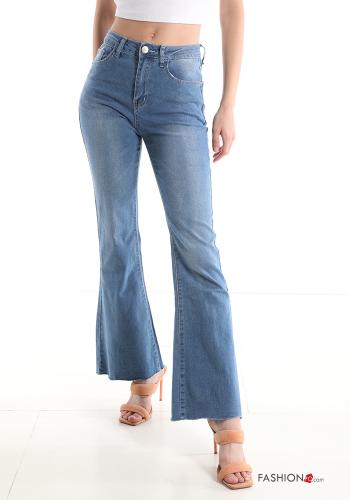 Jeans in Cotone a zampa con tasche - ph 1