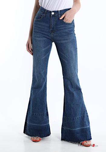 flared Cotton Jeans with pockets