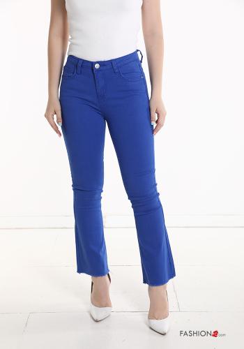 raw hem finish Cotton Jeans with pockets