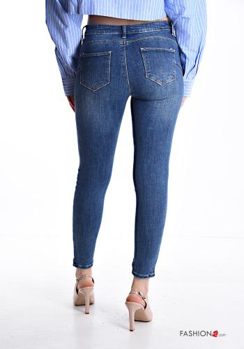 Jeans in Cotone denim skinny con tasche con bottoni con zip - ph 2