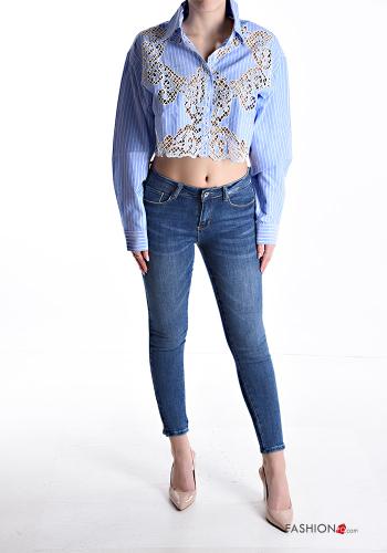 Jeans in Cotone denim skinny con tasche con bottoni con zip - ph 5