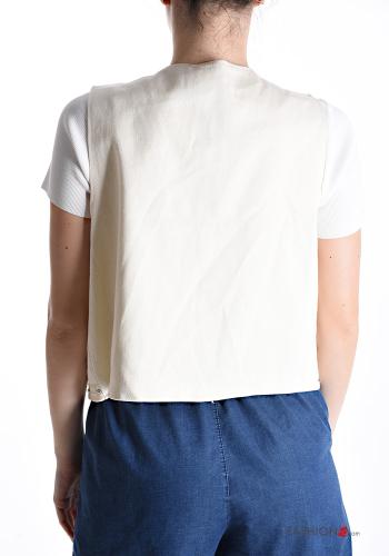 Veston en Coton courte à Imprimé Floral avec clous - ph 2