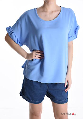 Blusa maniche volant maniche corte girocollo