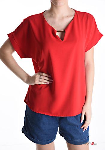 Blouse manches courtes à col en V - ph 1