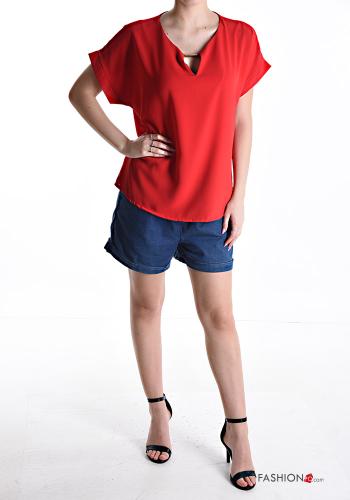 Blouse manches courtes à col en V - ph 5
