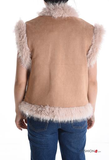 Embroidered faux fur Gilet with lining - ph 2