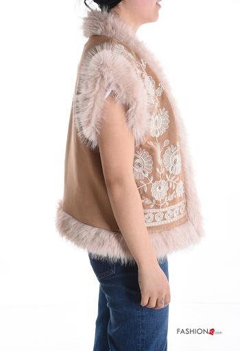 Embroidered faux fur Gilet with lining - ph 3