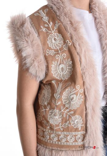 Embroidered faux fur Gilet with lining - ph 4