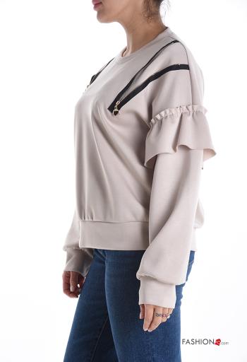 Felpa maniche lunghe maniche volant girocollo con zip - ph 3