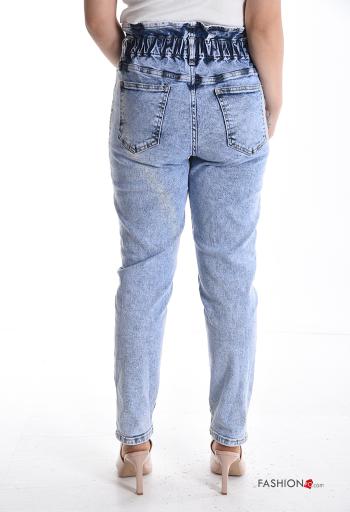 Jeans en Coton avec poches à boutons avec élastique avec fermeture éclair - ph 2