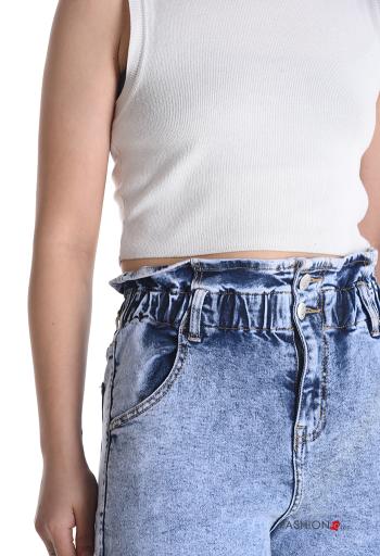 Jeans en Coton avec poches à boutons avec élastique avec fermeture éclair - ph 4