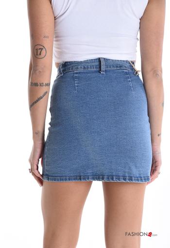 Minigonna in Cotone denim vita alta con bottoni - ph 2