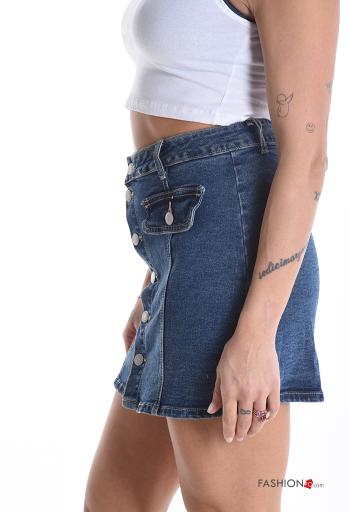 Minigonna in Cotone denim vita alta con bottoni - ph 3