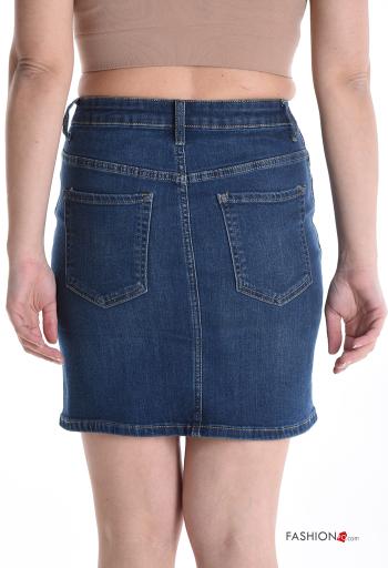 denim Cotton Mini skirt with buttons with zip with pockets - ph 2