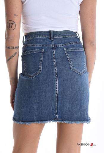 Minigonna in Cotone denim con tasche con bottoni con zip - ph 2