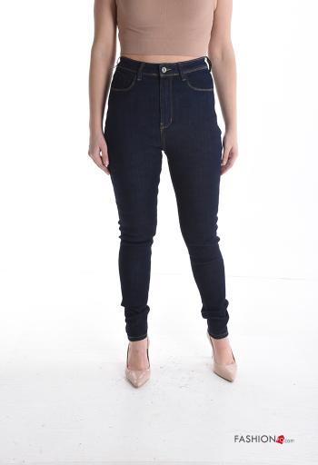 skinny Cotton Jeans with buttons with zip with pockets