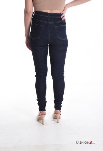 skinny Cotton Jeans with buttons with zip with pockets - ph 2
