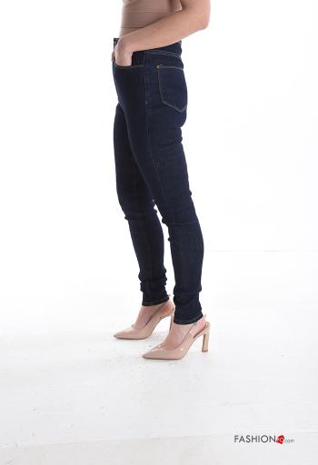 skinny Cotton Jeans with buttons with zip with pockets - ph 3