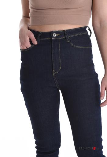 skinny Cotton Jeans with buttons with zip with pockets - ph 4